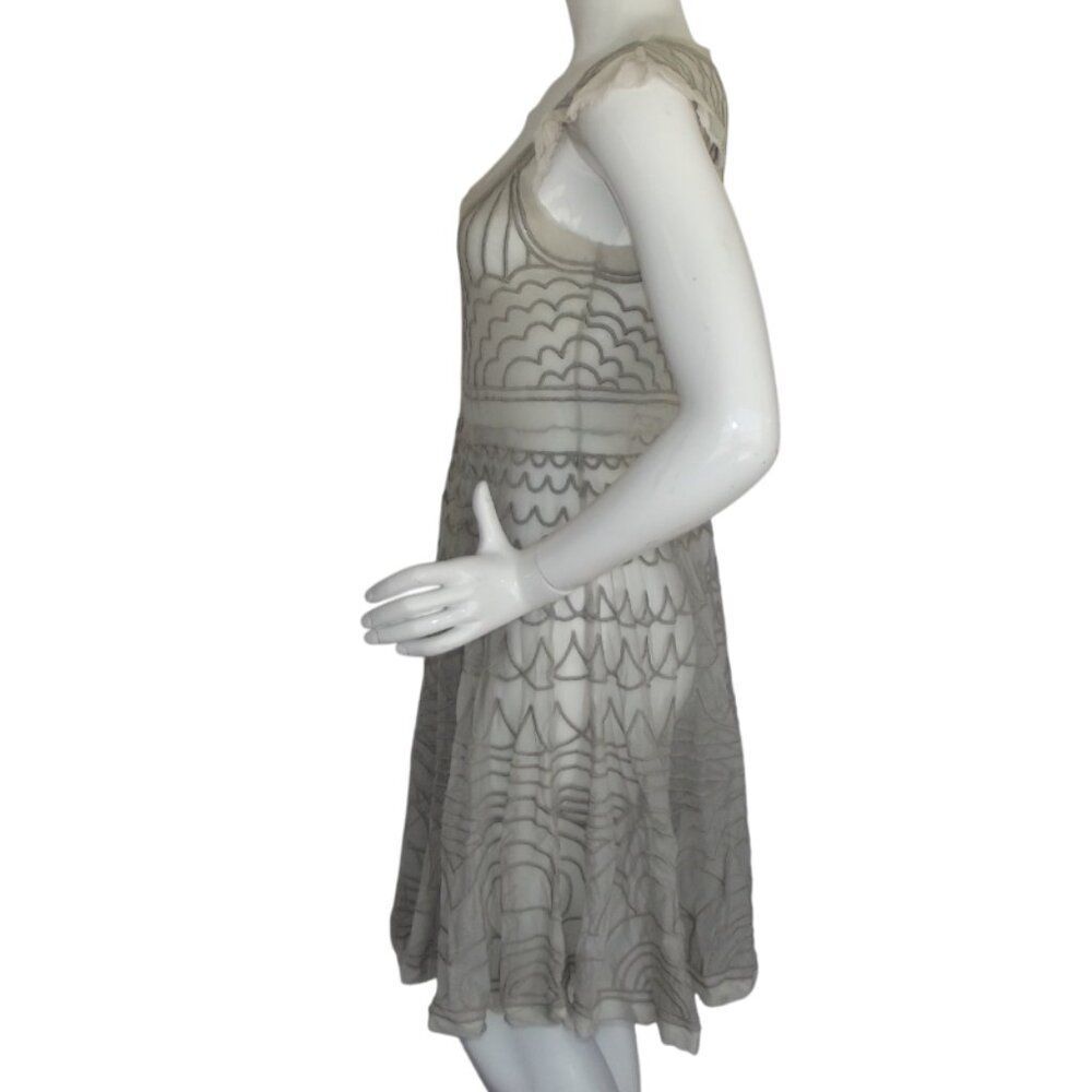 BIYA/Johnny Was Dress, S, Beige/Nude Mesh, Embroidered, SHEER, Cap shoulder - Picture 10 of 12